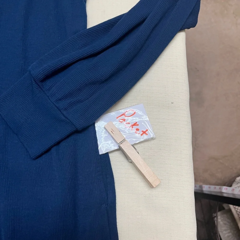 Cozy Earth XS navy hooded bamboo rib knit dress